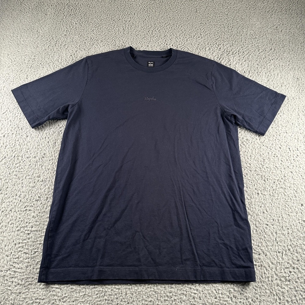 Rapha Cotton T Shirt Mens M Navy Organic Logo Crewneck Casual Cycling Tee